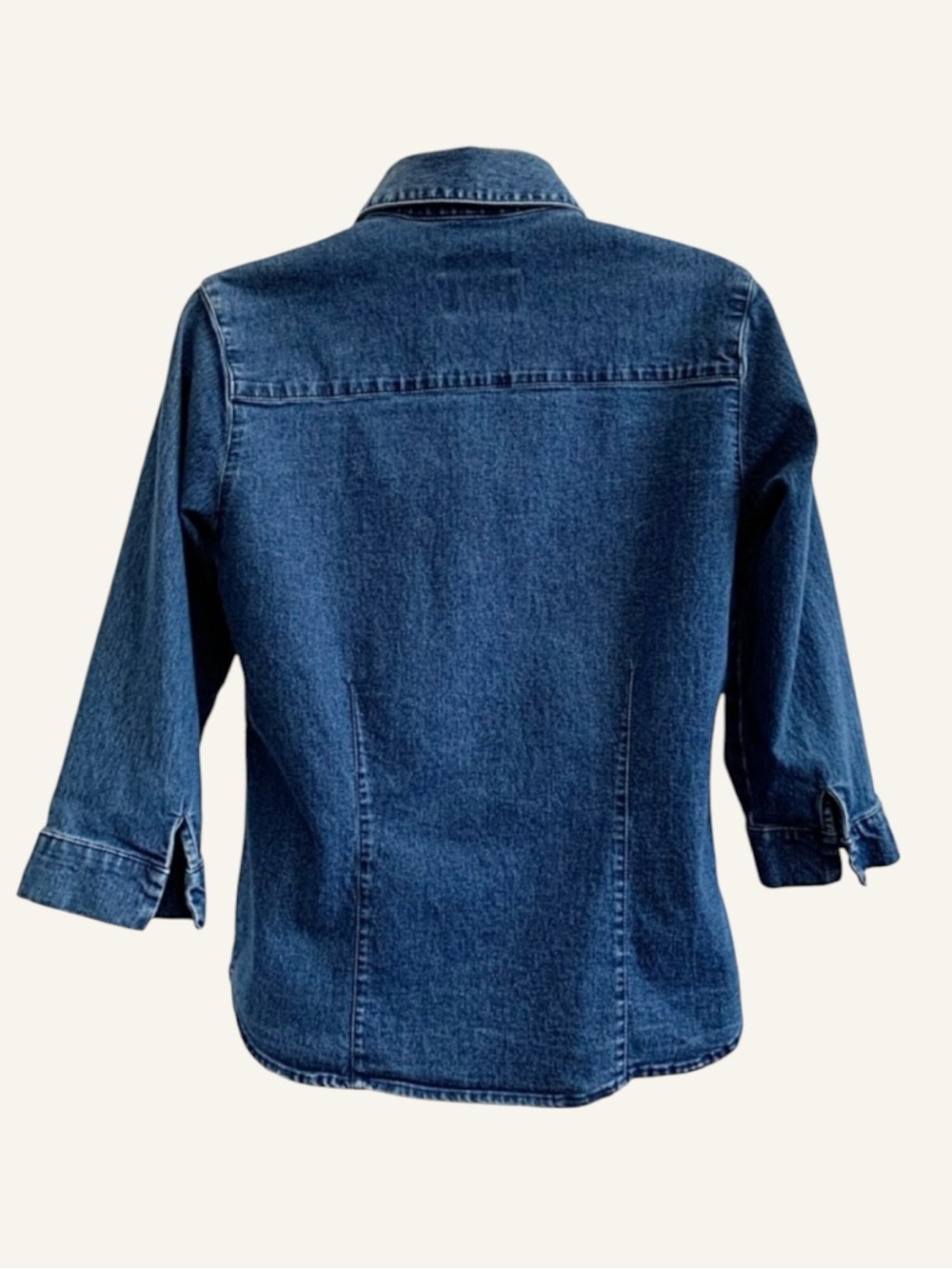 SONOMA Sz PM Stretch Blue Denim Button Down Shirt - Picture 2 of 7